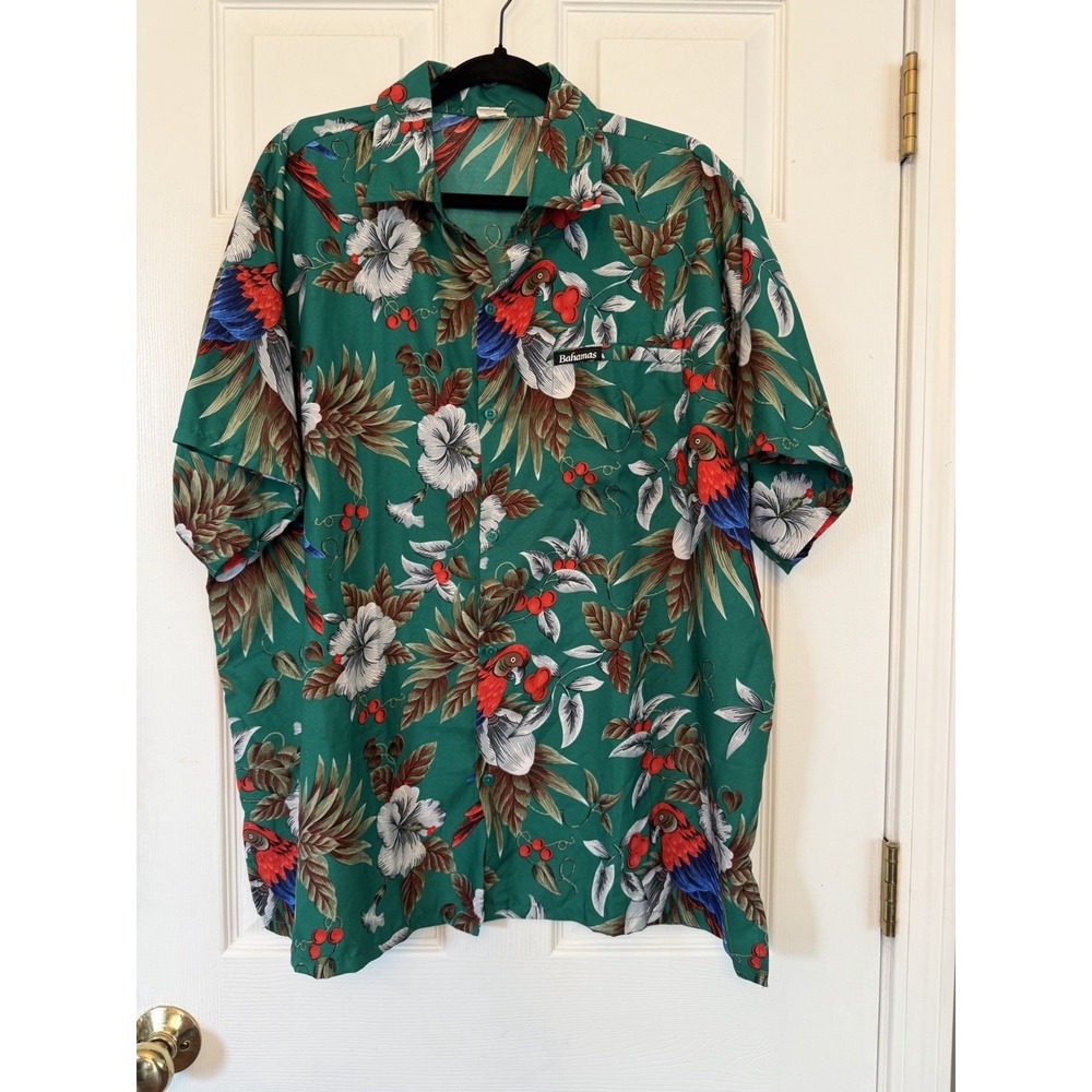 Bahamas Men's Tropical Inspired Floral Shirt Green XL By Rina